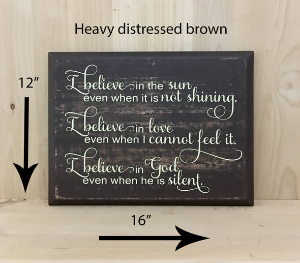 16x12 heavy distressed brown religious wooden sign
