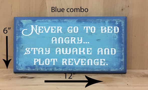 12x6 blue combo funny wood sign with white lettering