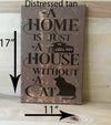 17x11 distressed tan cat wood sign