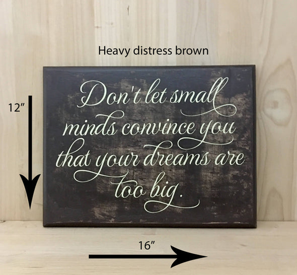 12x16 heavy distress brown wood sign with cream lettering