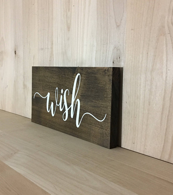 Calligraphy wish wood sign for home decor.