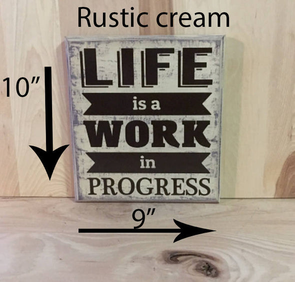 9x10 rustic cream motivational wood sign with brown lettering