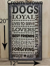 12x20 cream/brown dog wood sign with brown lettering