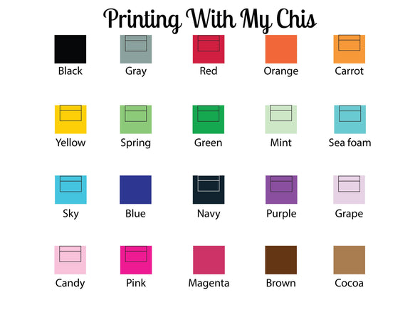 Ink color choices for stationery set.