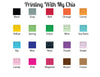 Color choices for ink and envelopes.