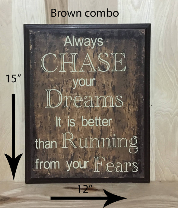 15x12 brown combo motivational wood sign with cream lettering