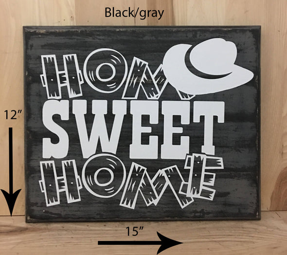 15x12 black/gray western wood sign with white lettering