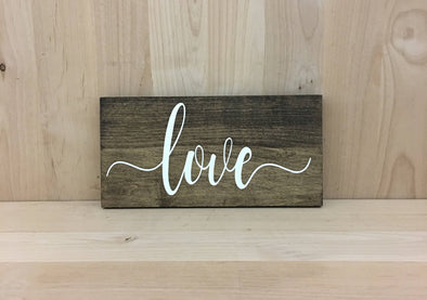 Calligraphy love custom wood sign, great for wedding gifts.