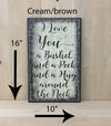 16x10 cream/brown wood sign for nursery decor with brown lettering