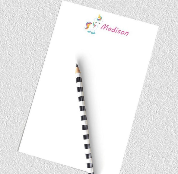 Personalized unicorn notepad  for girls.
