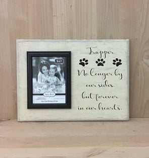 Personalized dog memorial wood sign, no longer by our side, but forever in our hearts.