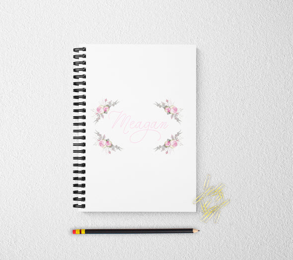 Rose personalized floral notebook for women