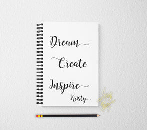 Dream create inspire personalized notebook personalized custom journal