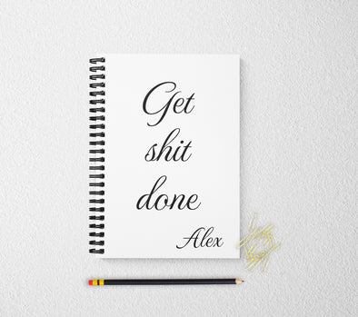 Get shit done personalized notebook motivational personalized custom journal personalized journal gift