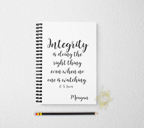 Integrity CS Lewis quote personalized notebook personalized custom journal personalized journal gift