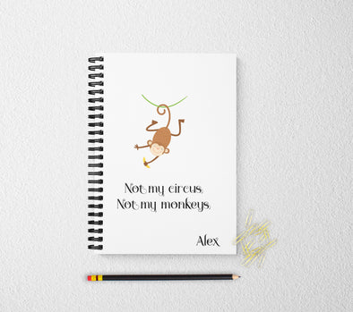 Not my circus journal personalized notebook personalized custom journal personalized journal gift