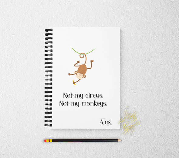 Not my circus journal personalized notebook personalized custom journal personalized journal gift