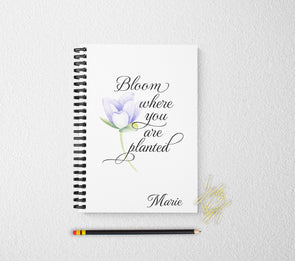 Inspirational personalized notebook floral