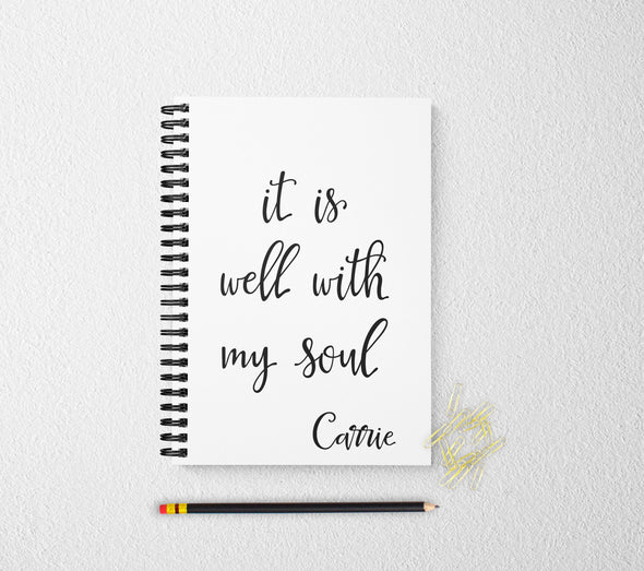 It is well with my soul personalized notebook personalized custom journal personalized journal gift