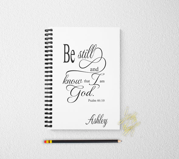 Be still journal religious personalized notebook personalized custom journal personalized journal gift