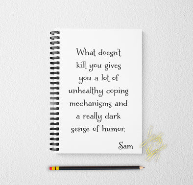 What doesn't kill you journal notebook funny personalized custom journal personalized journal gift