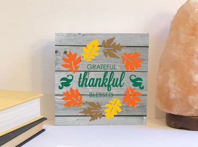 Grateful thankful blessed wood sign