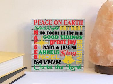 Religious Christmas wood sign