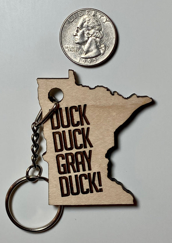 Wood Minnesota keychain, funny Minnesota wood keychain, duck duck gray duck keychain, wooden MN keychain