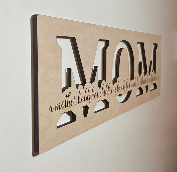 A mother holds her childrens hands wood sign home decor, gift for mother, mothers day gift, gift for mom