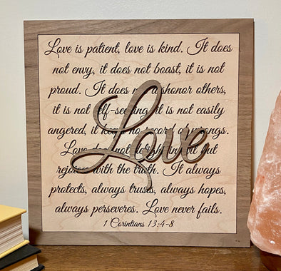 Love is wood sign home decor, religious home wood sign, 1 Corithians, gift for wedding
