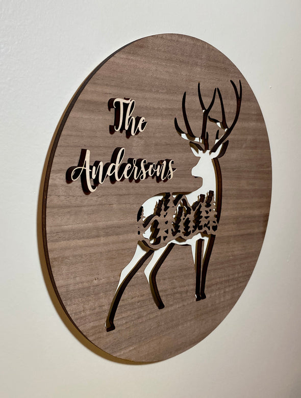 Deer wood sign home decor, personalized wooden sign, deer wooden sign cabin wood sign, nature wood sign