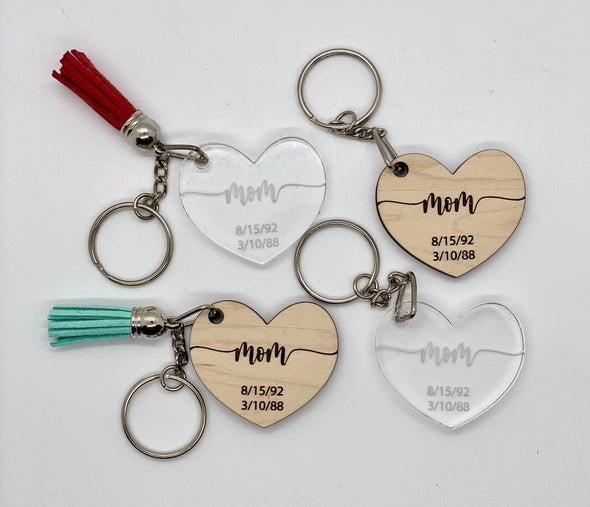 Mom since personalized keychain with dates, mothers day gift, personalized mom keychain, custom mom keychain