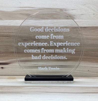 Acrylic quote sign, acrylic award, customizable award, office decor
