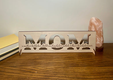A mother holds her childrens hands wood sign home decor, gift for mother, mothers day gift, gift for mom