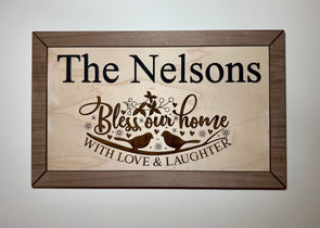 Personalized wood sign home decor, bless our home wood sign
