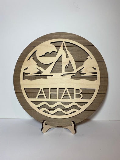 Personalized sailboat sign, personalized wood sign home decor