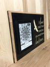 Memorial wooden sign with attched picture frame.