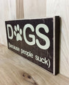 Wood dog sign for home decor.