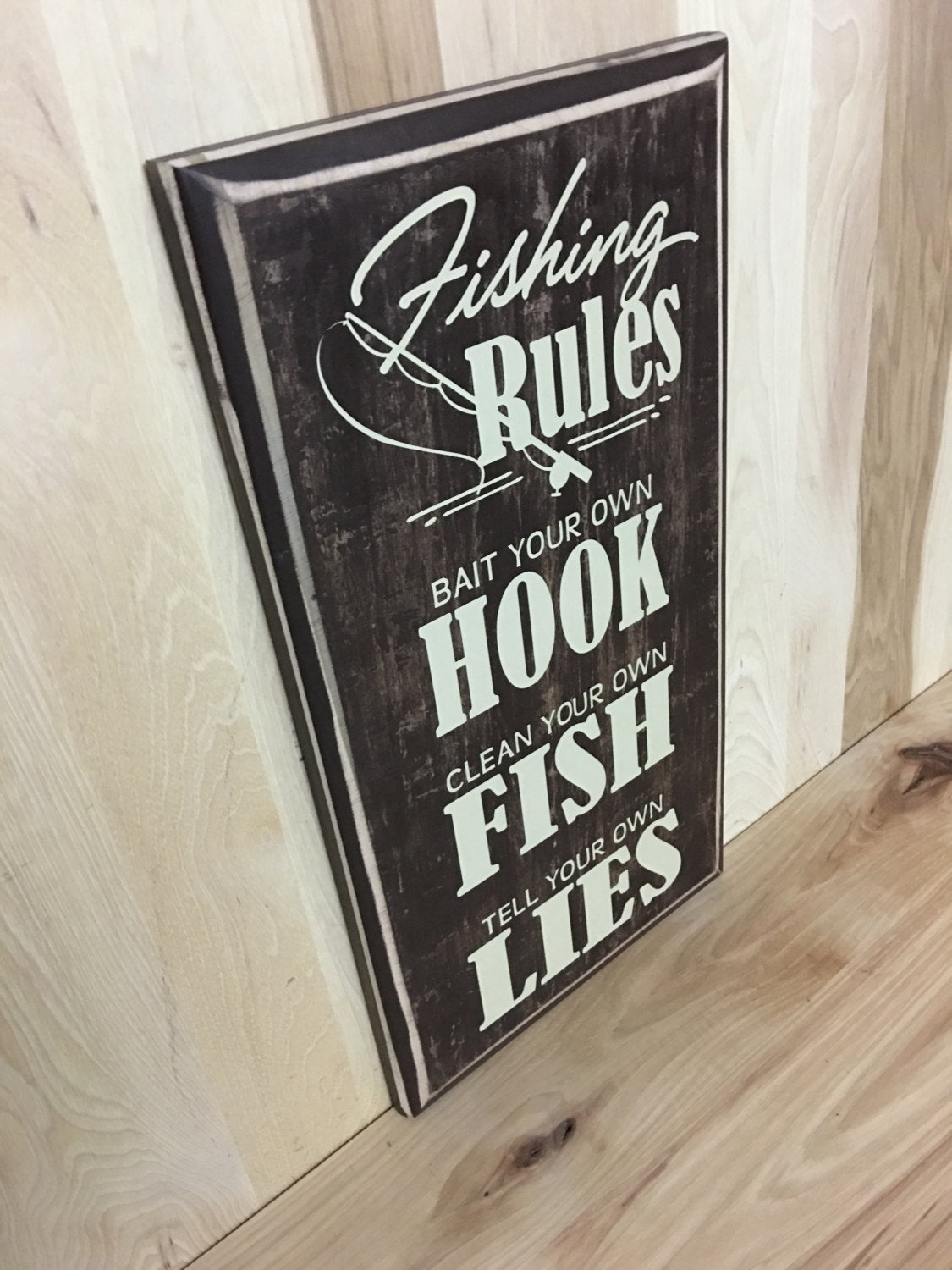 Fishing Rules Wall Decor, Fishing Cabin Wood Sign – Crafting With My Chis