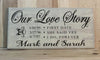 Personalized wedding wood sign, our love story
