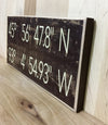 12x6 heavy distress brown coordinates wood sign.