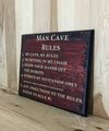 Man cave rules wood sign for man cave decor.