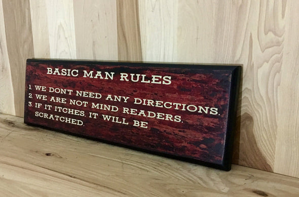 Basic man rules for man cave decor.