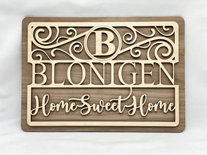 Personalized family sign, personalized wood sign monogram sign, home sweet home