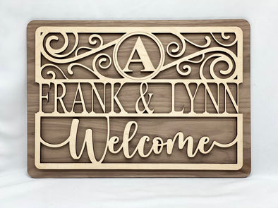 Personalized family sign, personalized wood sign monogram sign, welcome
