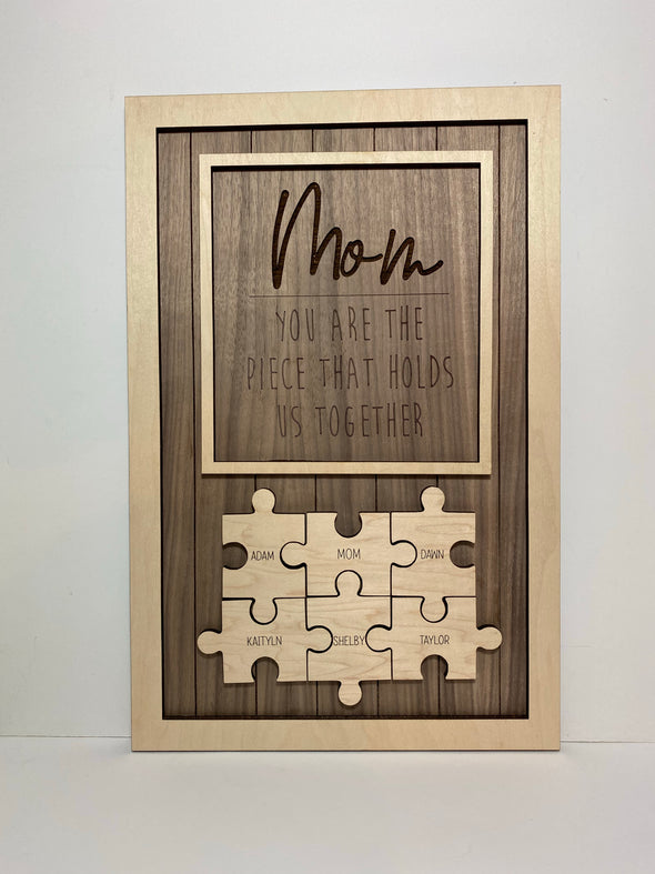 Personalized mom sign, personalized wood sign, gift for mom, Mother's Day gift puzzle
