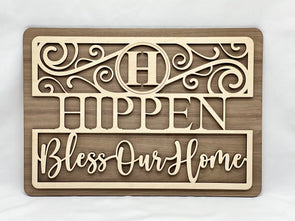 Personalized family sign, personalized wood sign monogram sign, bless our home