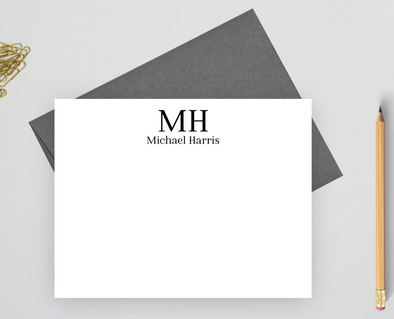 monogram personalized note cards for men
