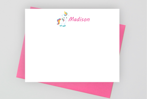 Personalized unicorn stationery for girls.